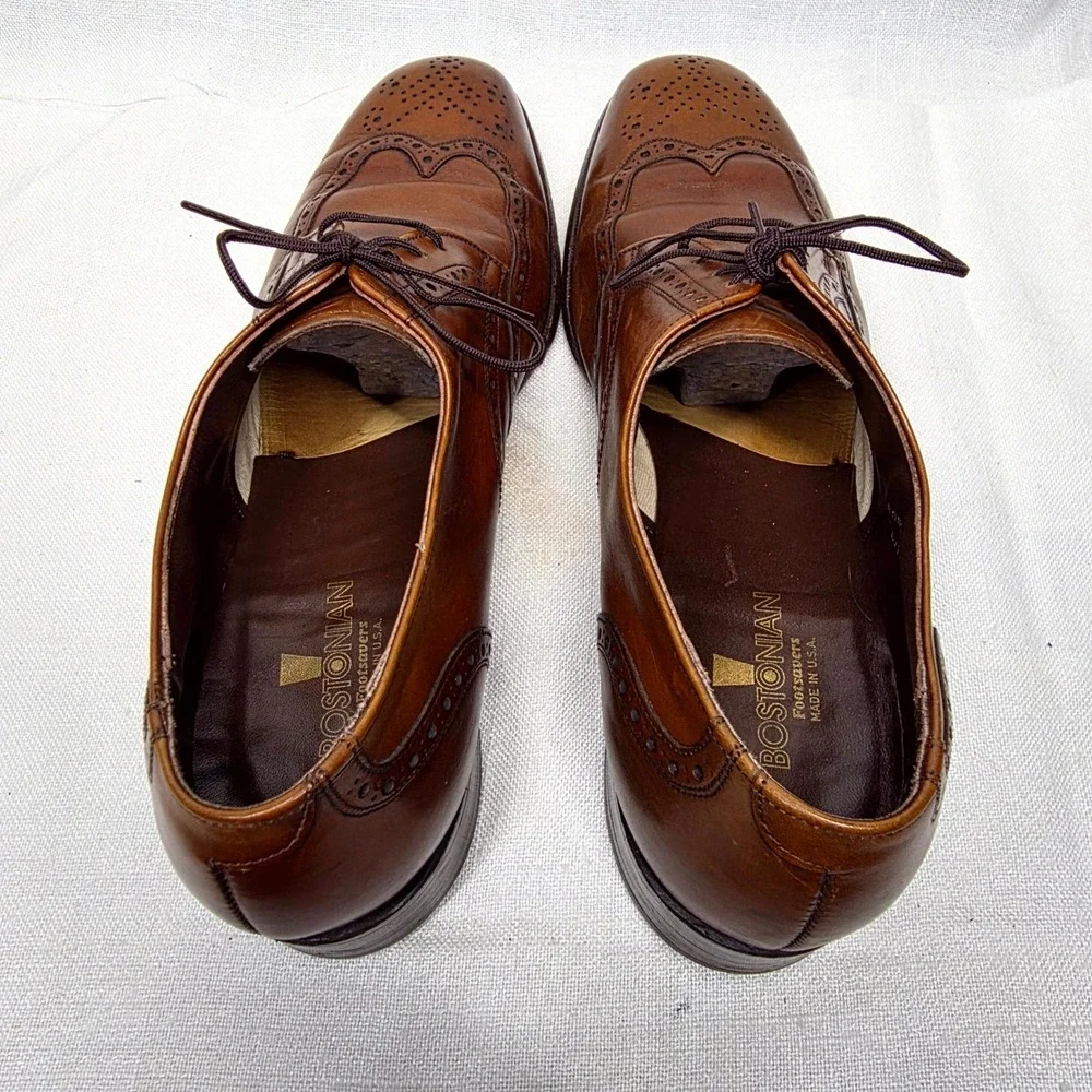 Bostonian Wingtip Oxford Mens 12 Brown‎ Leather Brogue Dress Shoes Lace Classic